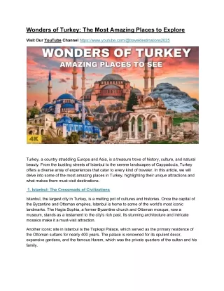 Wonders of Turkey- The Most Amazing Places to Explore