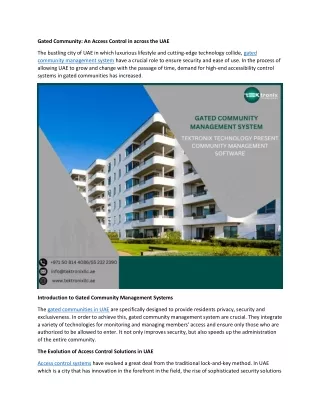 Gated Community: An Access Control in across the UAE