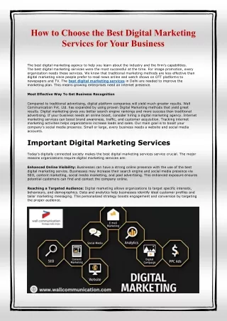 How to Choose the Best Digital Marketing Services for Your Business