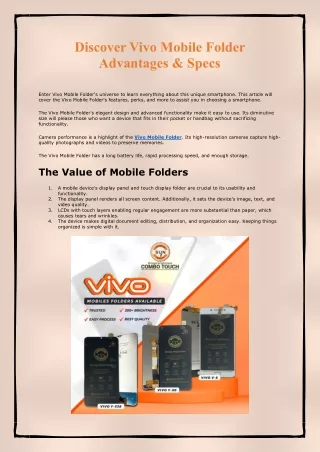 Discover Vivo Mobile Folder Advantages & Specs