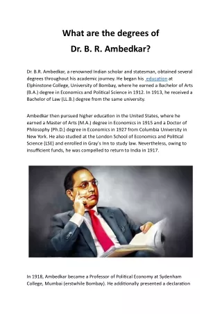 What are the degrees of Dr B R Ambedkar