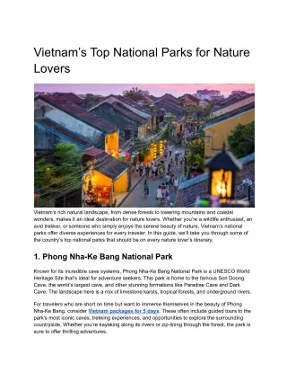 Vietnam packages for 5 days
