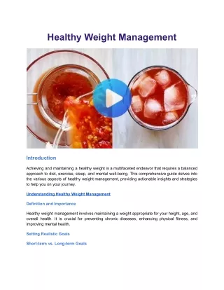 Healthy Weight Management