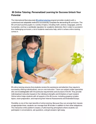 IB Online Tutoring: Personalized Learning for Success Unlock Your Potential