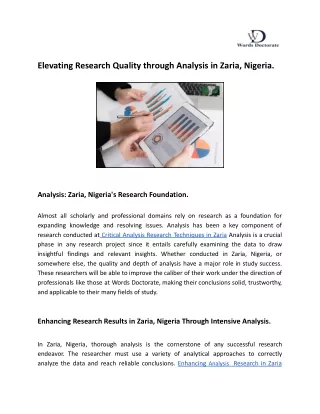 Elevating Research Quality through Analysis in Zaria, Nigeria