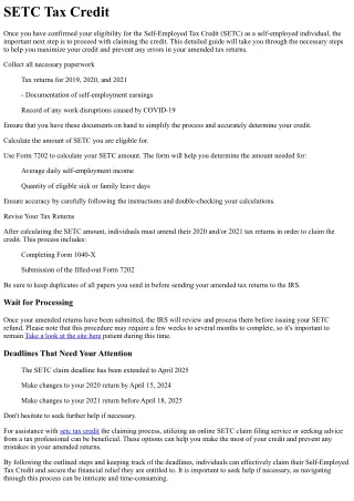 How to Claim the SETC Tax Credit