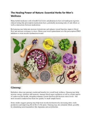 The Healing Power of Nature: Essential Herbs for Men’s Wellness