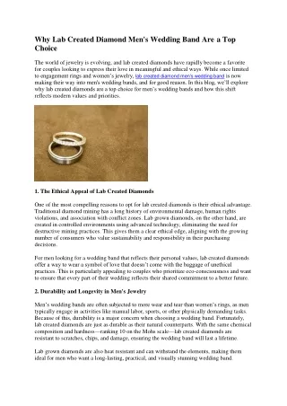 The Evolution of lab created diamond men's wedding band