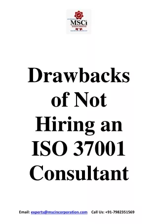 Drawbacks of Not Hiring an ISO 37001 Consultant