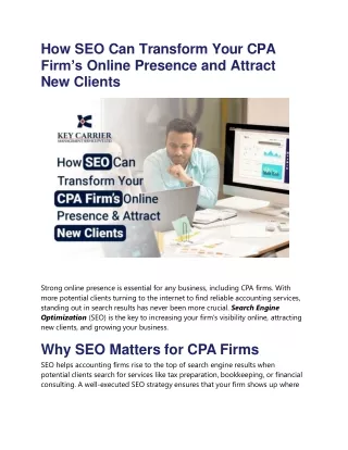 How SEO Can Transform Your CPA Firm’s Online Presence and Attract New Clients