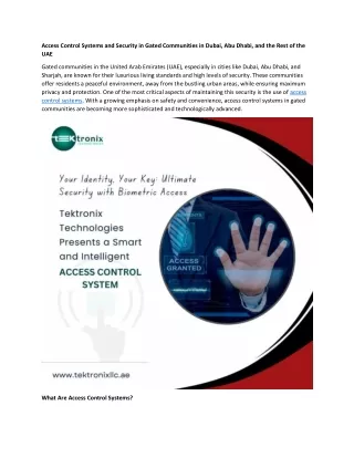 Access Control Systems and Security in Gated Communities in Dubai