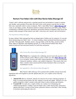 Nurture with Blue Nector Baby Massage Oil for Gentle Care