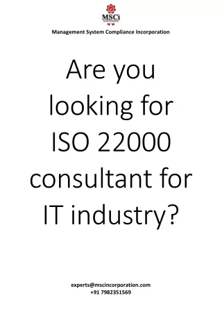 Are you looking for ISO 22000 consultant for IT industry