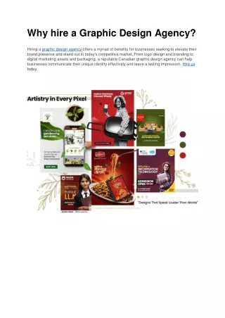 Why hire a Graphic Design Agency ?