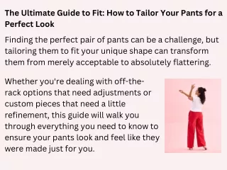 The Ultimate Guide to Fit How to Tailor Your Pants for a Perfect Look