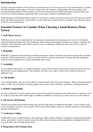 Essential Features to Consider When Choosing a Small Business Phone System