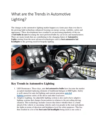 What are the Trends in Automotive Lighting