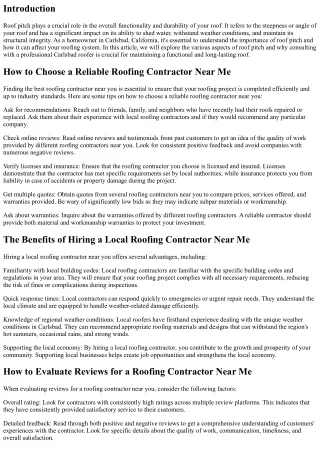 Understanding the Importance of Roof Pitch with a Carlsbad Roofer