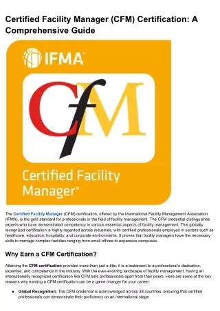Certified Facility Manager (CFM) Certification_ A Comprehensive Guide