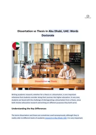 Dissertation vs Thesis in Abu Dhabi, UAE_ Words Doctorate