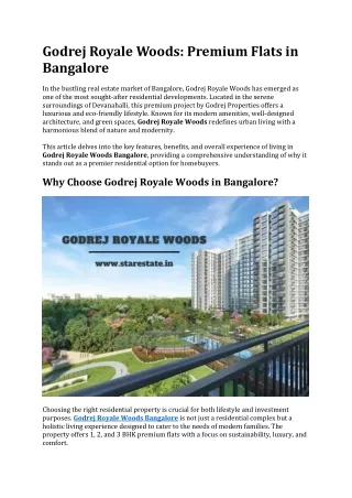 Godrej Royale Woods | Flats for Sale in Bangalore