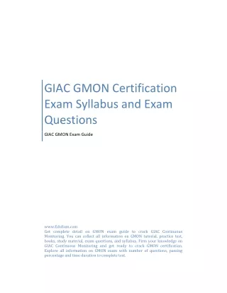 GIAC GMON Certification Exam Syllabus and Exam Questions
