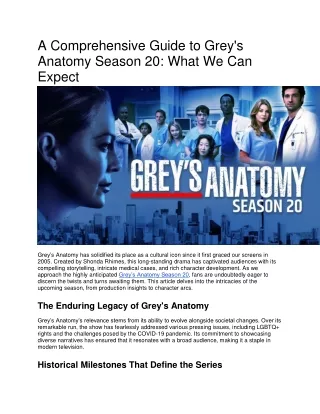 A Comprehensive Guide to Grey's Anatomy Season 20