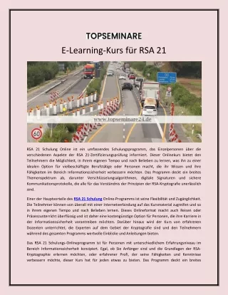 E-Learning-Kurs für RSA 21