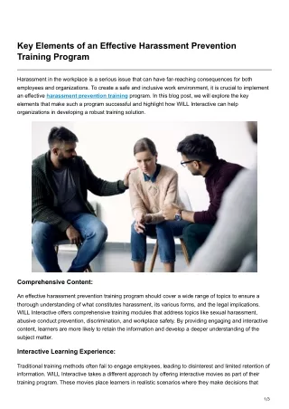 Key Elements of an Effective Harassment Prevention Training Program