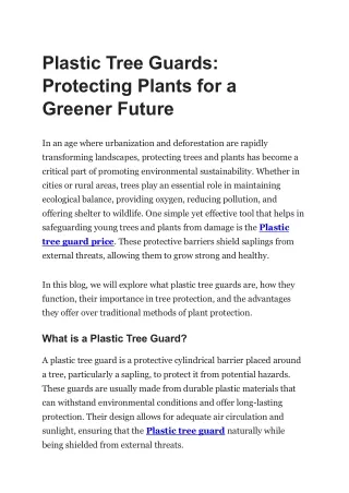 Plastic Tree Guards: Protecting Plants for a Greener Future