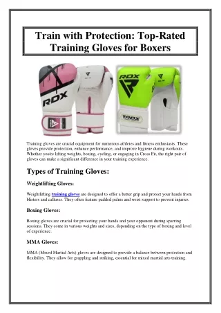 Train with Protection Top-Rated Training Gloves for Boxers