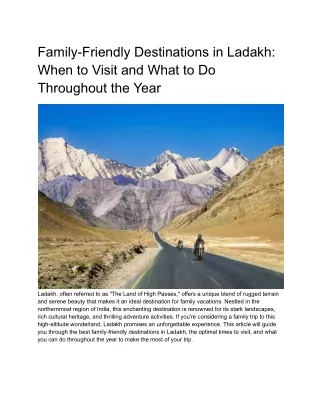 Family-Friendly Destinations in Ladakh_ When to Visit and What to Do Throughout the Year