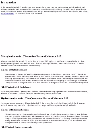 Methylcobalamin vs Hydroxocobalamin: Which is Better?