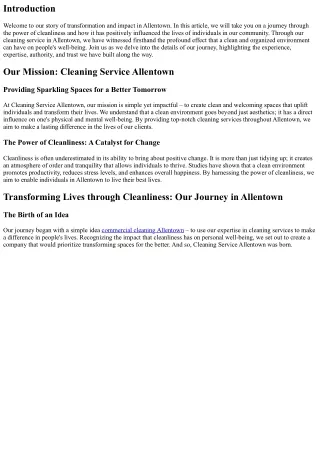 Transforming Lives through Cleanliness: Our Journey in Allentown