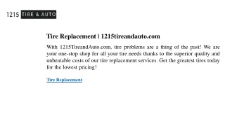 Tire Replacement 1215tireandauto.com