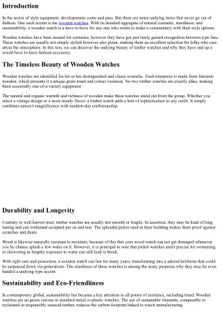 The Timeless Elegance of Wooden Watches: A Must-Have Fashion Accessory