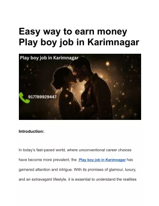 Easy way to earn money Play boy job in Karimnagar