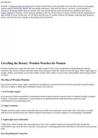 Unveiling the Beauty: Wooden Watches for Women