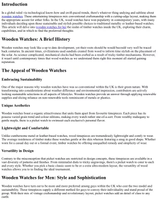 Wooden Watches UK: Where Classic Meets Contemporary