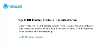 Top 10 Dft Training Institutes  Takshila-vlsi.com