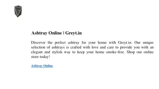 Ashtray Online  Greyt.in