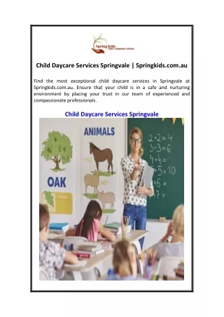 Child Daycare Services Springvale   Springkids.com.au