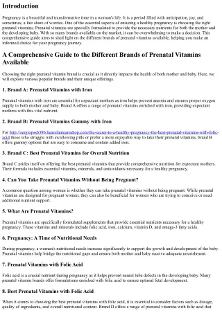 A Comprehensive Guide to the Different Brands of Prenatal Vitamins Available