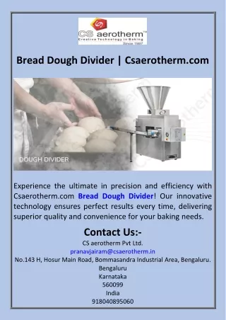 Bread Dough Divider  Csaerotherm.com