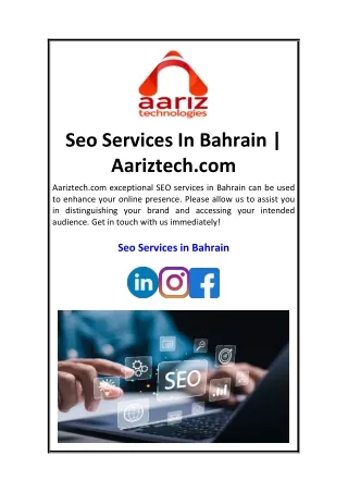 Seo Services In Bahrain  Aariztech.com