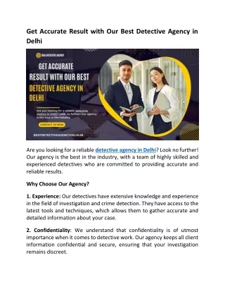 Get Accurate Result with Our Best Detective Agency in Delhi