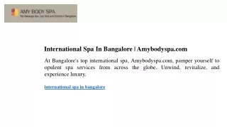 International Spa In Bangalore  Amybodyspa.com