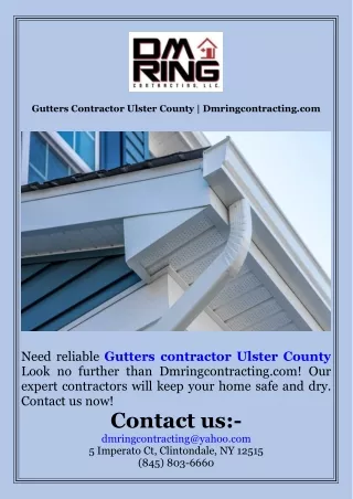 Gutters Contractor Ulster County  Dmringcontracting.com