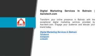 Digital Marketing Services In Bahrain  Aariztech.com