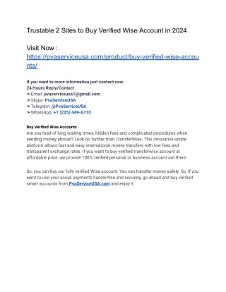 How Can I Buy a Real Verified Wise Account?